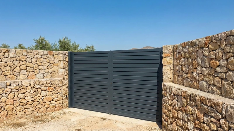 Puerta doble hoja para acceso de vehículo en finca de Molina